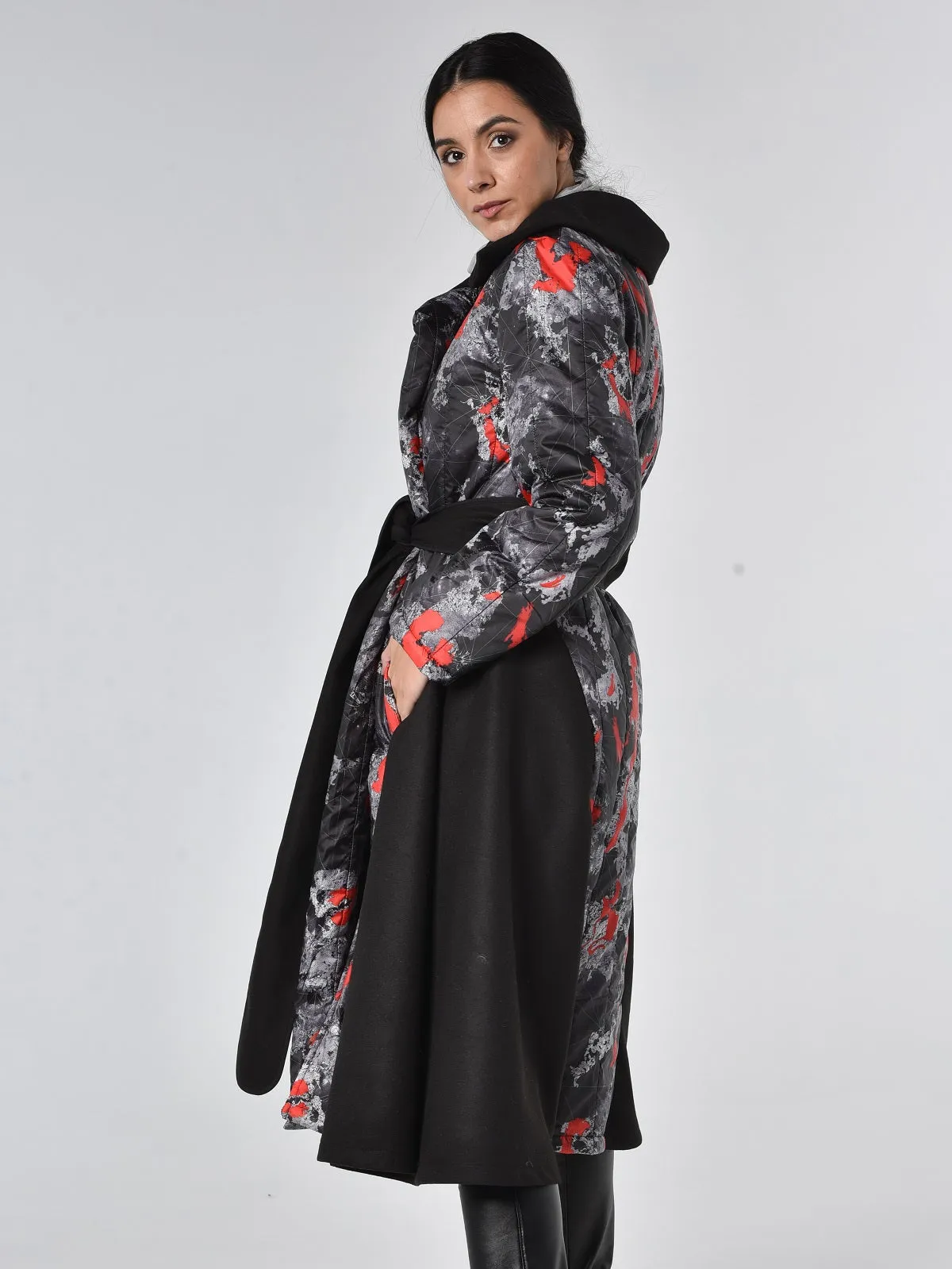 Long Colorful Belted Coat