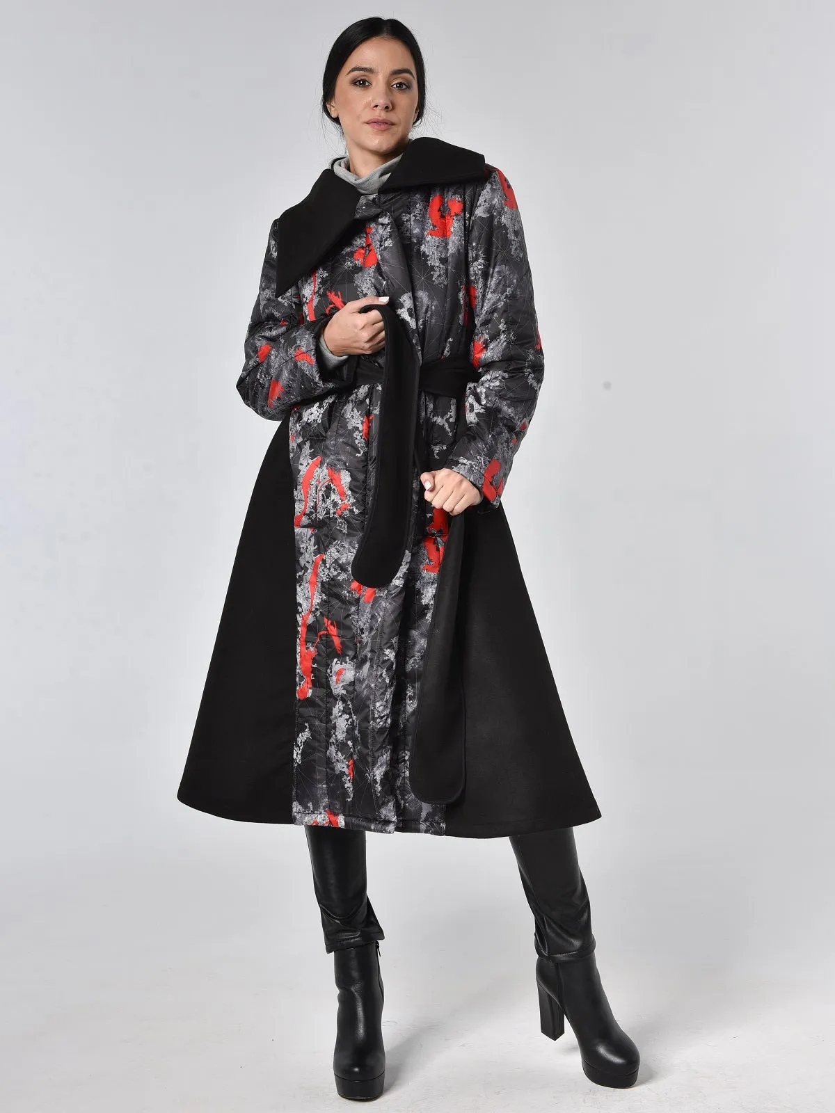 Long Colorful Belted Coat