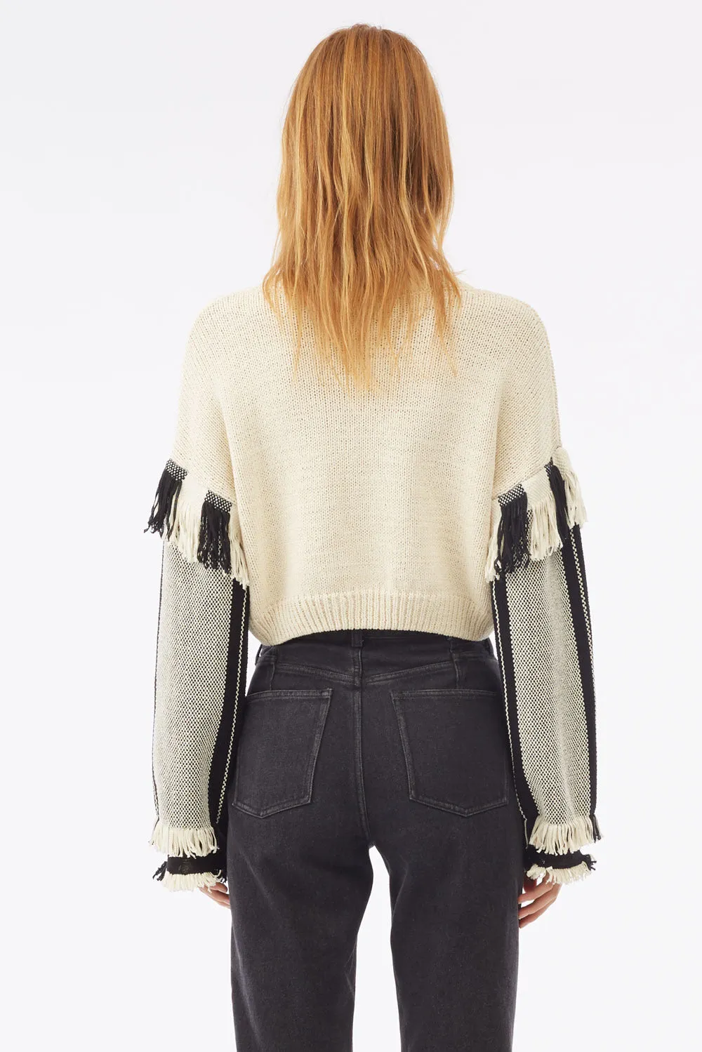 Ls Cropped Fringe Pullover