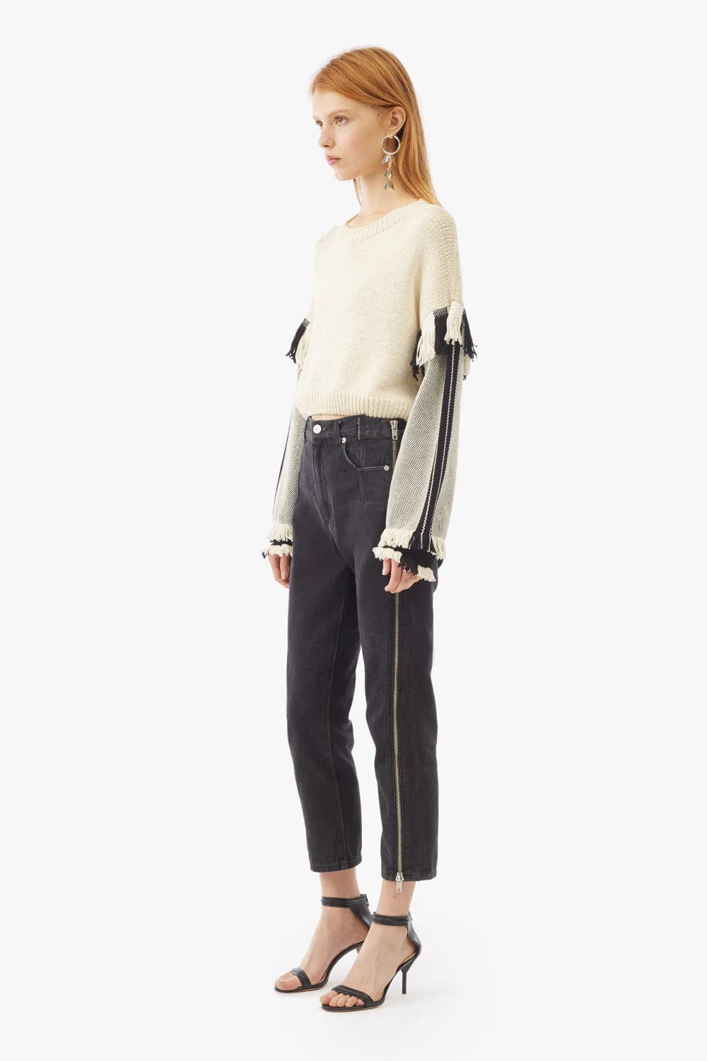 Ls Cropped Fringe Pullover