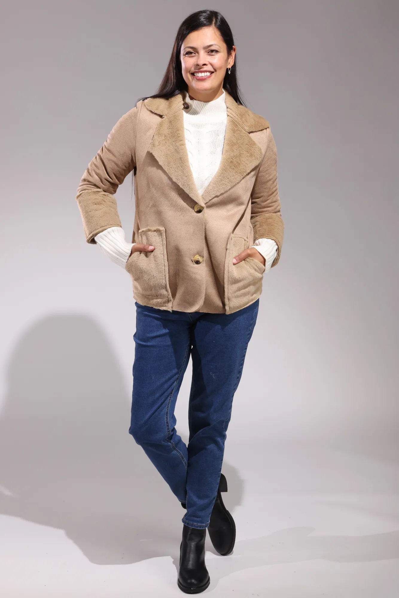 Made in Italy Suede Look Coat | BEIGE | 501ZZ