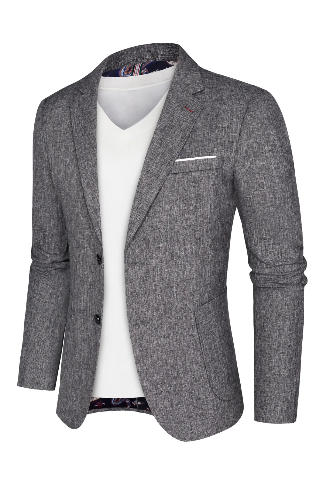 Men Basic Blazer Coat Casual Notch Lapel Two-Button Suit Coat