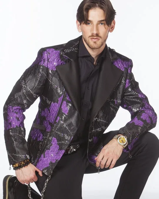 Men's Fashion Jacket - Biker Jacket  - Venus Purple