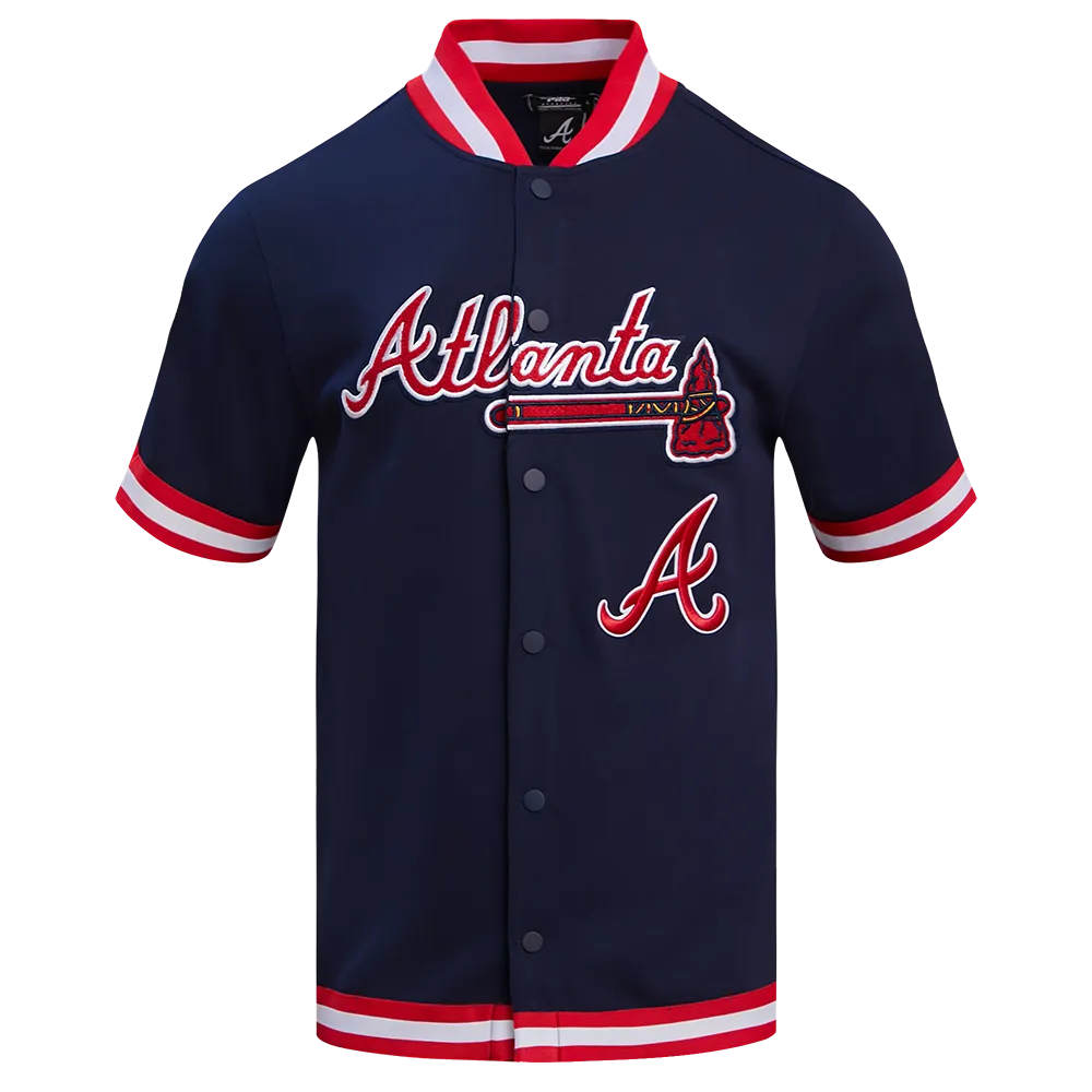 MLB ATLANTA BRAVES CLASSIC MEN'S WARM UP JACKET (MIDNIGHT NAVY/RED)