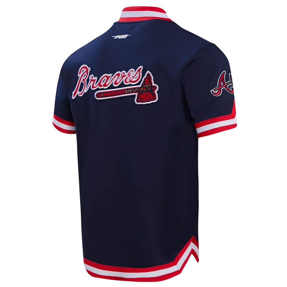 MLB ATLANTA BRAVES CLASSIC MEN'S WARM UP JACKET (MIDNIGHT NAVY/RED)