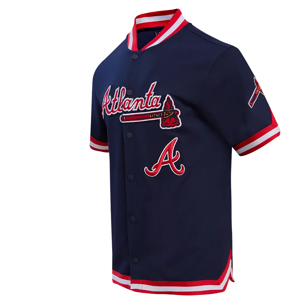 MLB ATLANTA BRAVES CLASSIC MEN'S WARM UP JACKET (MIDNIGHT NAVY/RED)