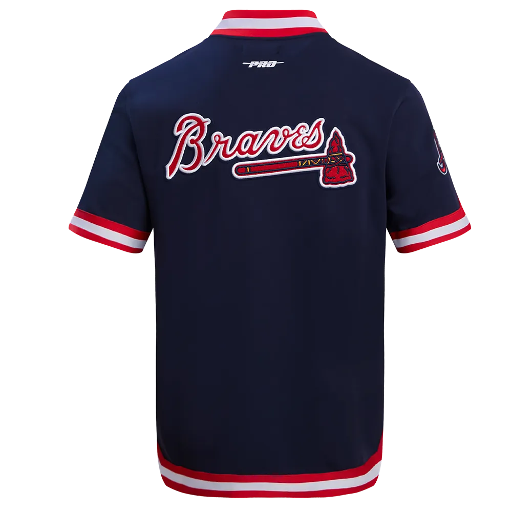 MLB ATLANTA BRAVES CLASSIC MEN'S WARM UP JACKET (MIDNIGHT NAVY/RED)