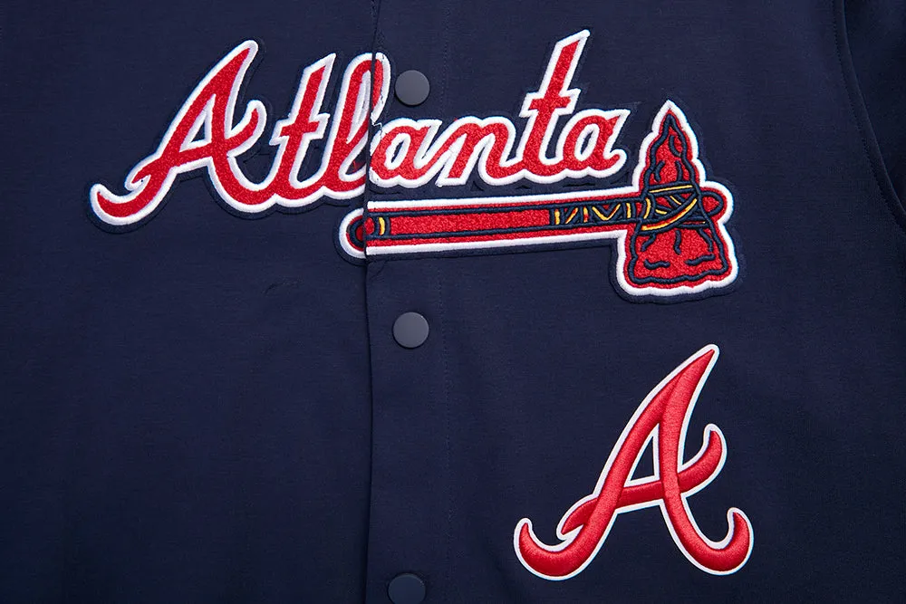 MLB ATLANTA BRAVES CLASSIC MEN'S WARM UP JACKET (MIDNIGHT NAVY/RED)