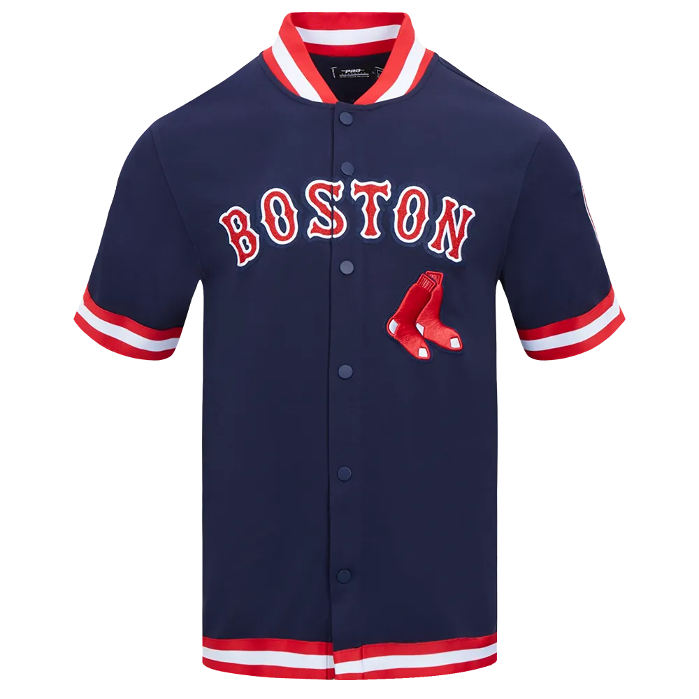 MLB BOSTON RED SOX CLASSIC MEN'S WARM UP JACKET (MIDNIGHT NAVY/RED)