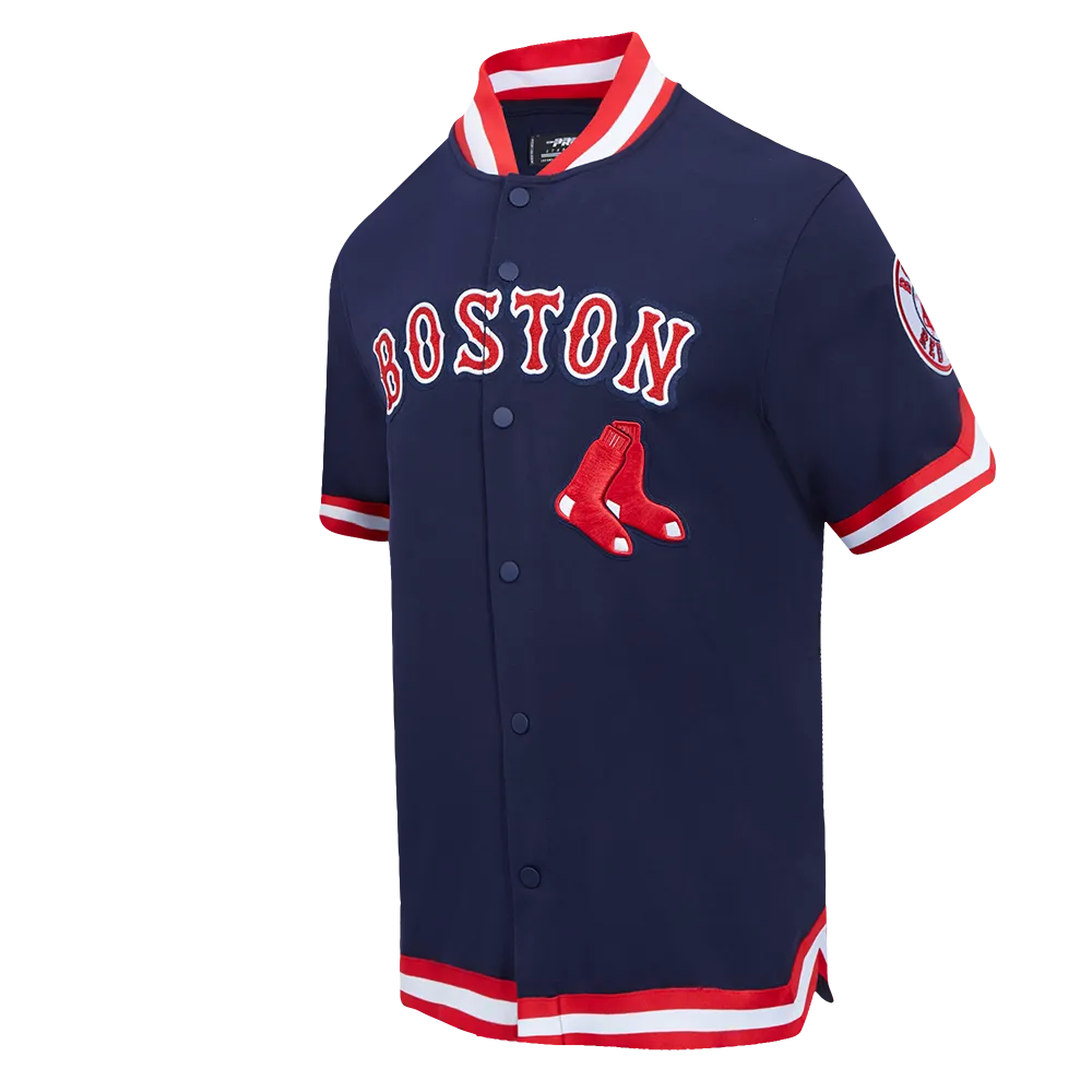 MLB BOSTON RED SOX CLASSIC MEN'S WARM UP JACKET (MIDNIGHT NAVY/RED)