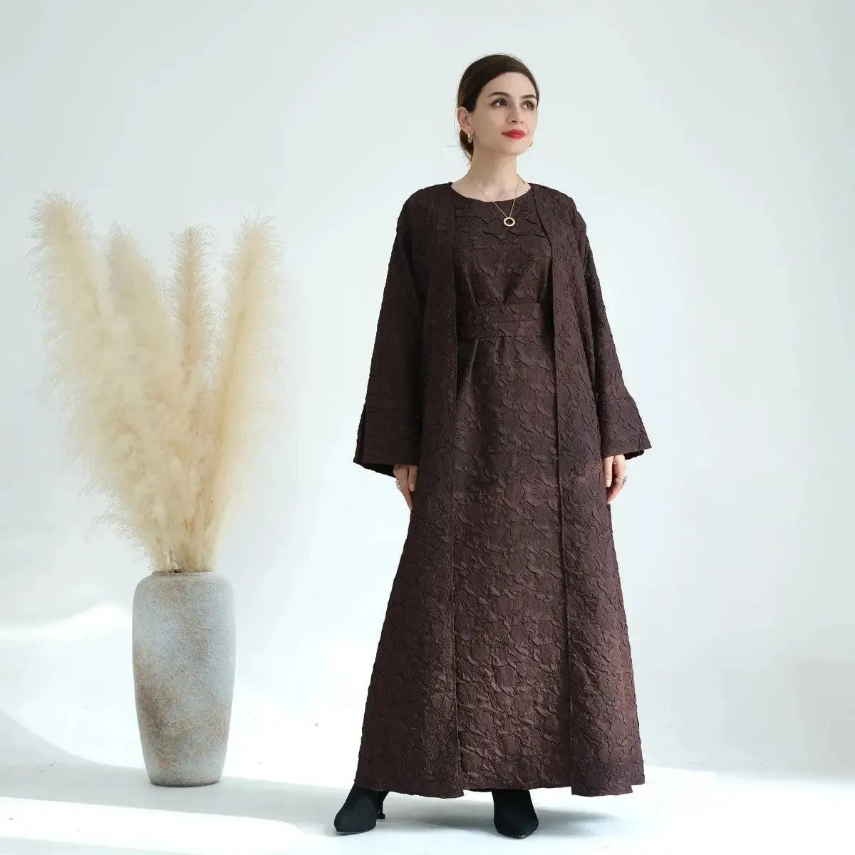 MOA025 Winter Jacquard Pocket Abaya