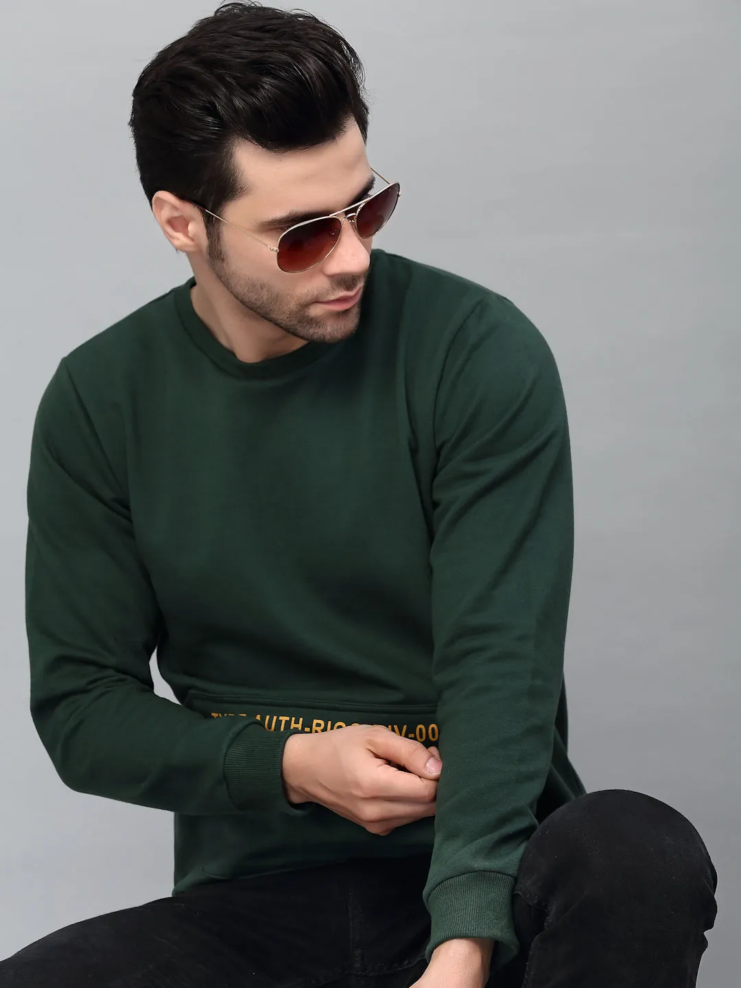 Round Neck Printed Fleece Sweatshirt