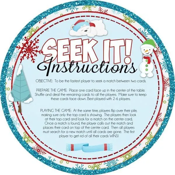 SEEK IT! {Winter Edition} PRINTABLE Matching Game