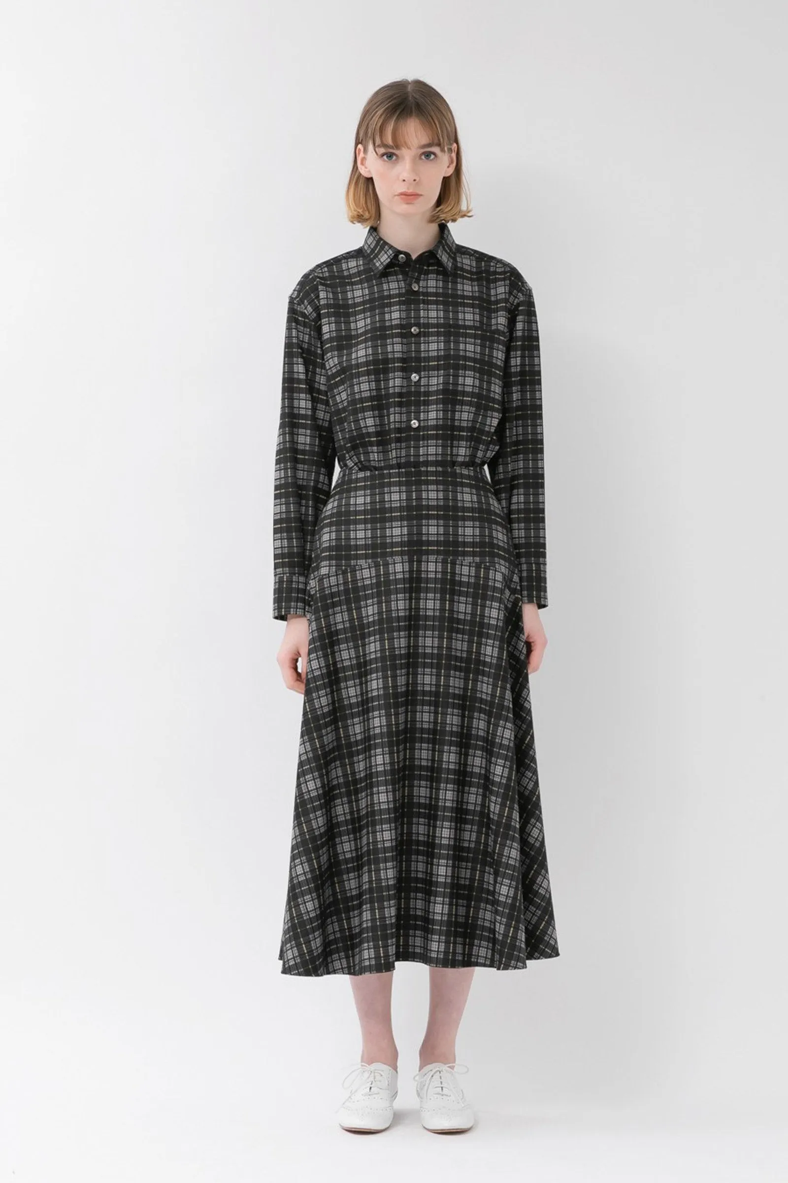 Shadow Check Wool-Blended Skirt