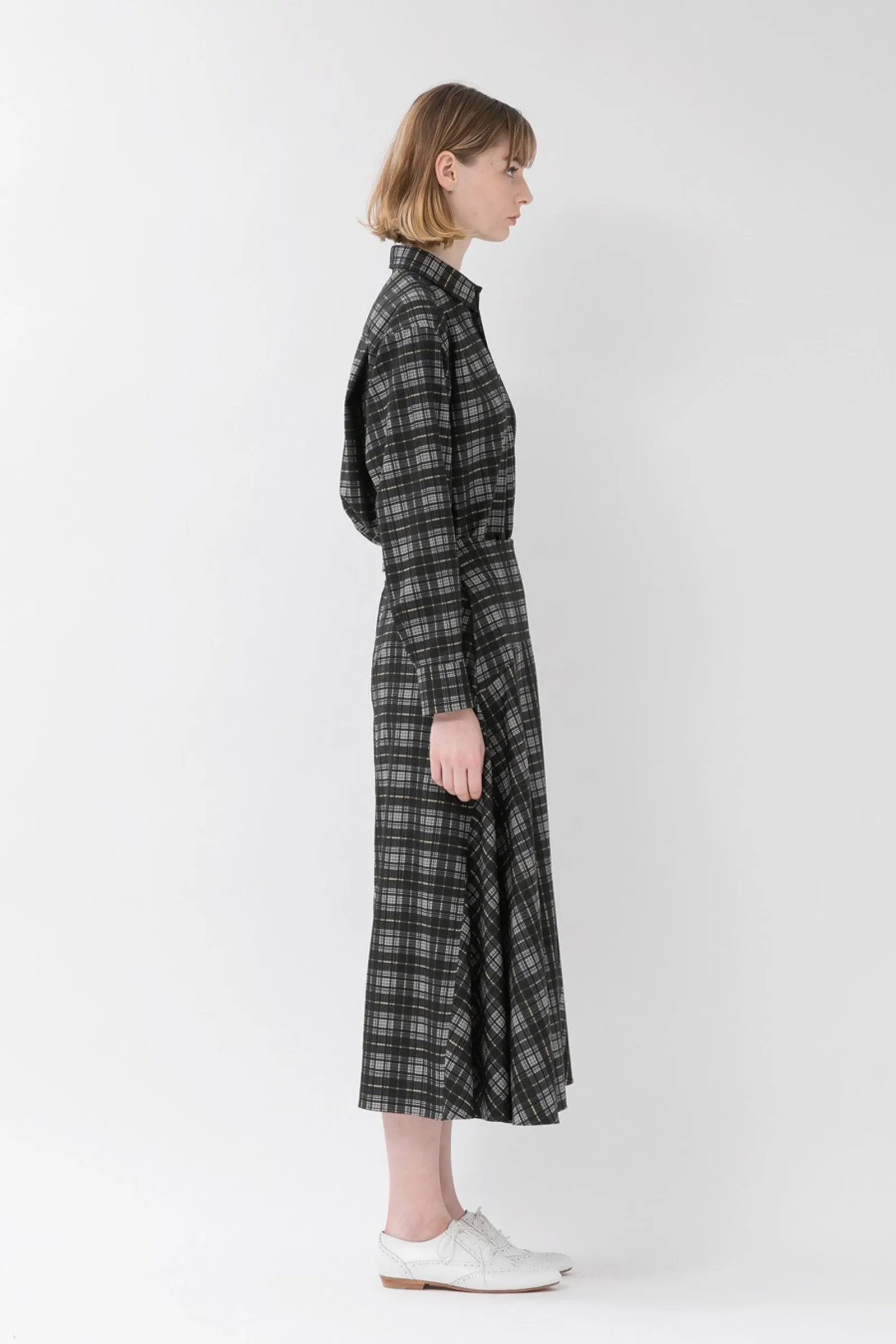 Shadow Check Wool-Blended Skirt