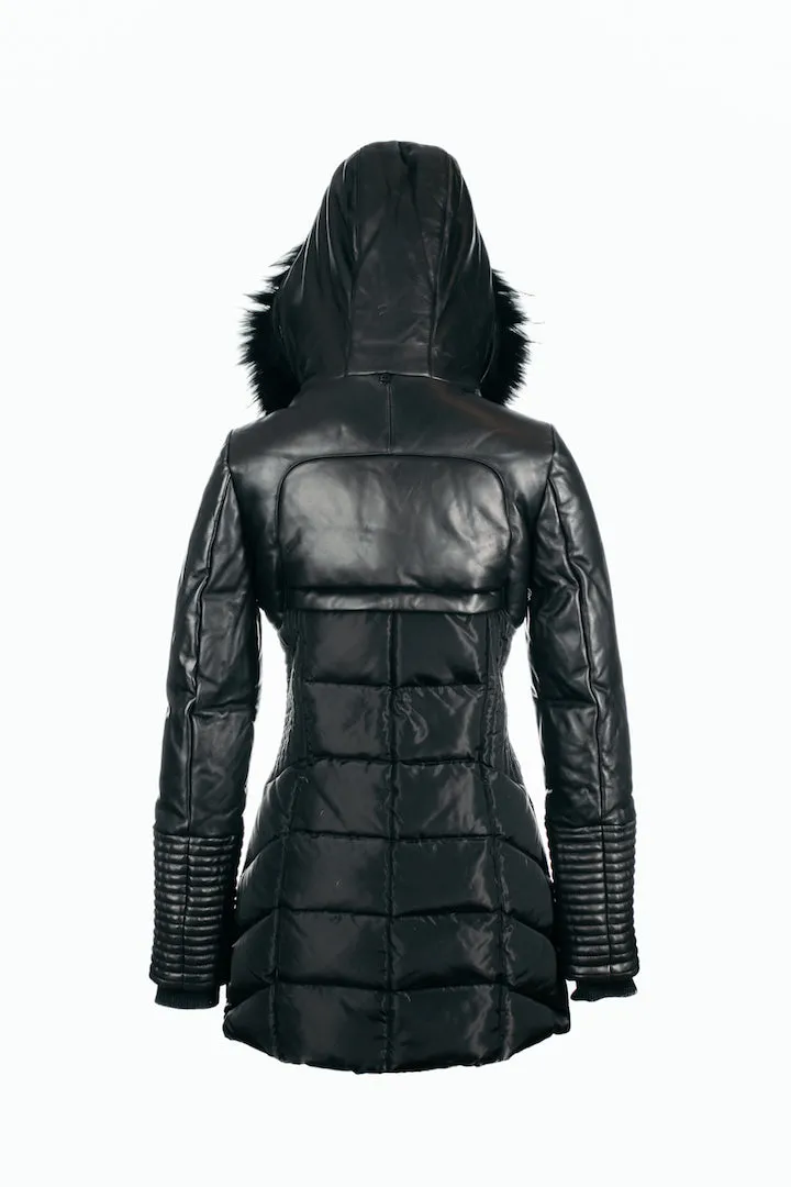 SILVIA Leather Sleeved Down Parka