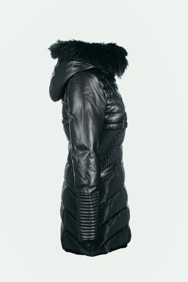 SILVIA Leather Sleeved Down Parka