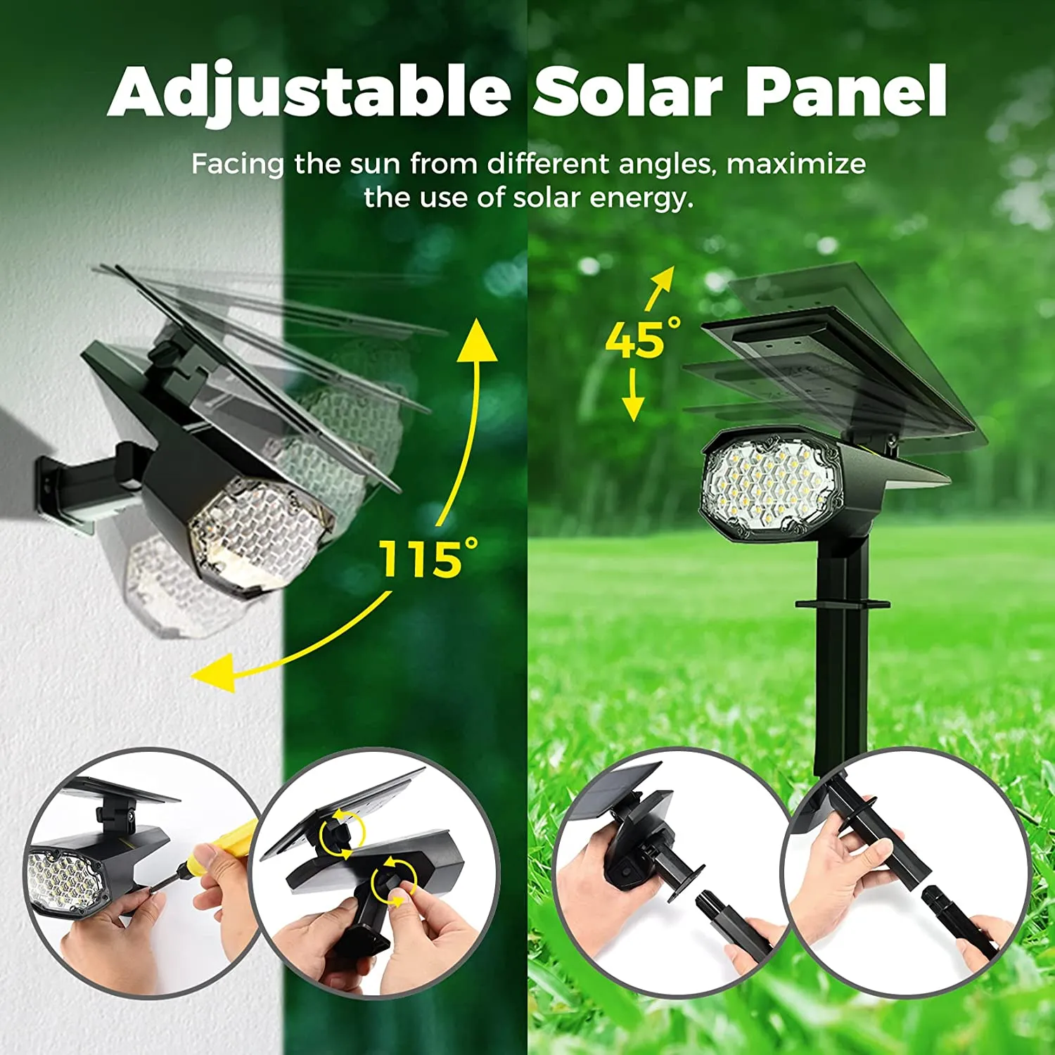 Solar Landscape Spotlights 2 Modes Cold & Warm White Adjustable