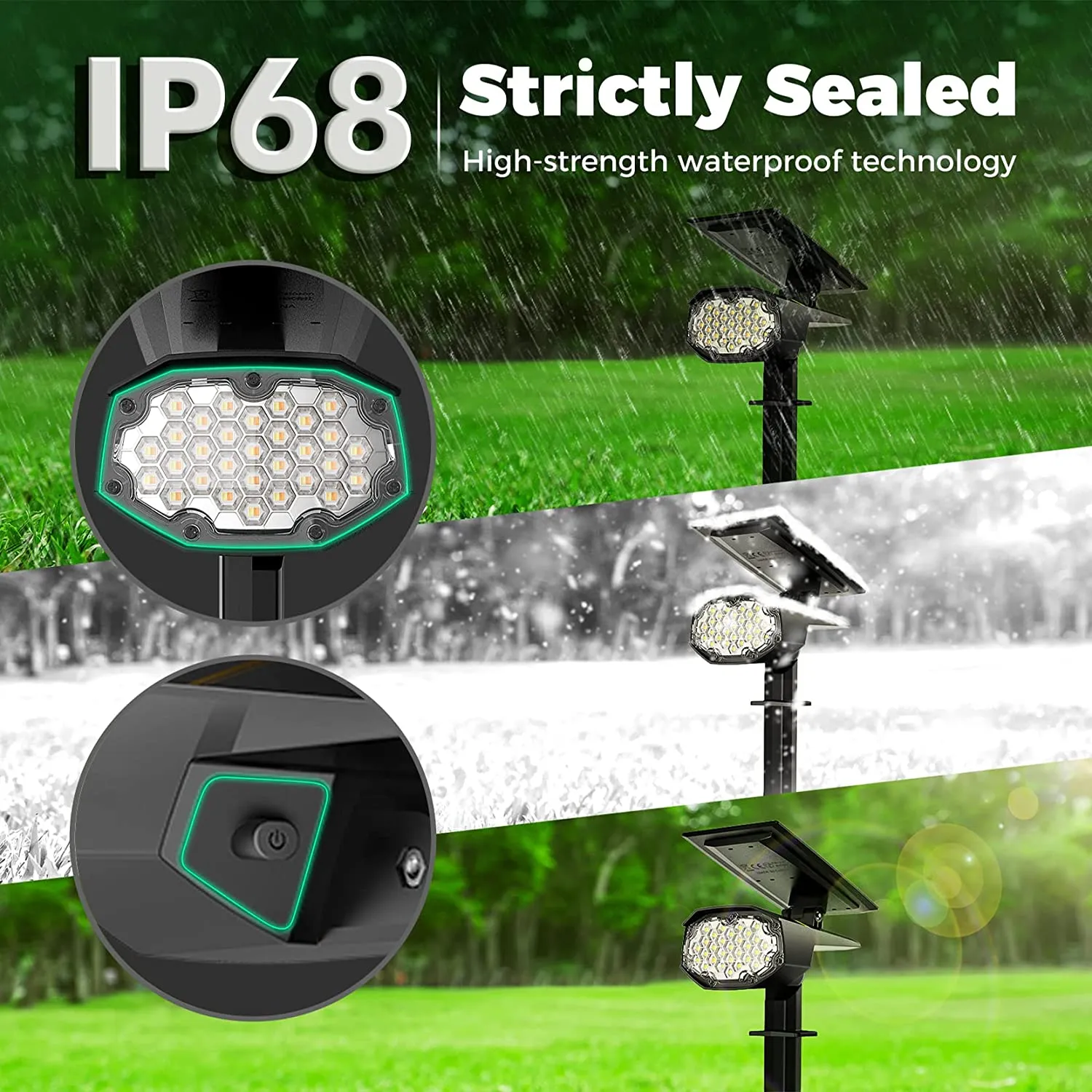 Solar Landscape Spotlights 2 Modes Cold & Warm White Adjustable