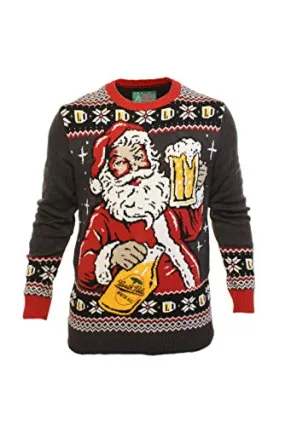 Ugly Christmas Party Sweater Unisex Santa's Winter Ale Beer Drinking-Medium Winter Ale Black