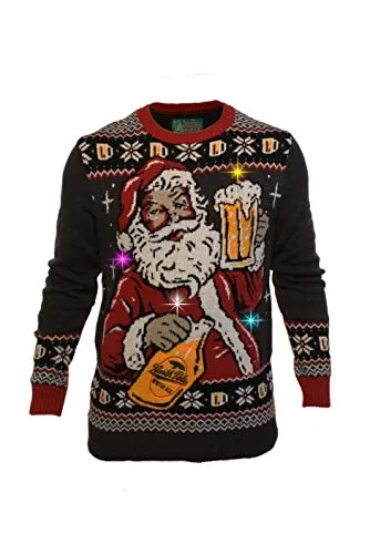 Ugly Christmas Party Sweater Unisex Santa's Winter Ale Beer Drinking-Medium Winter Ale Black