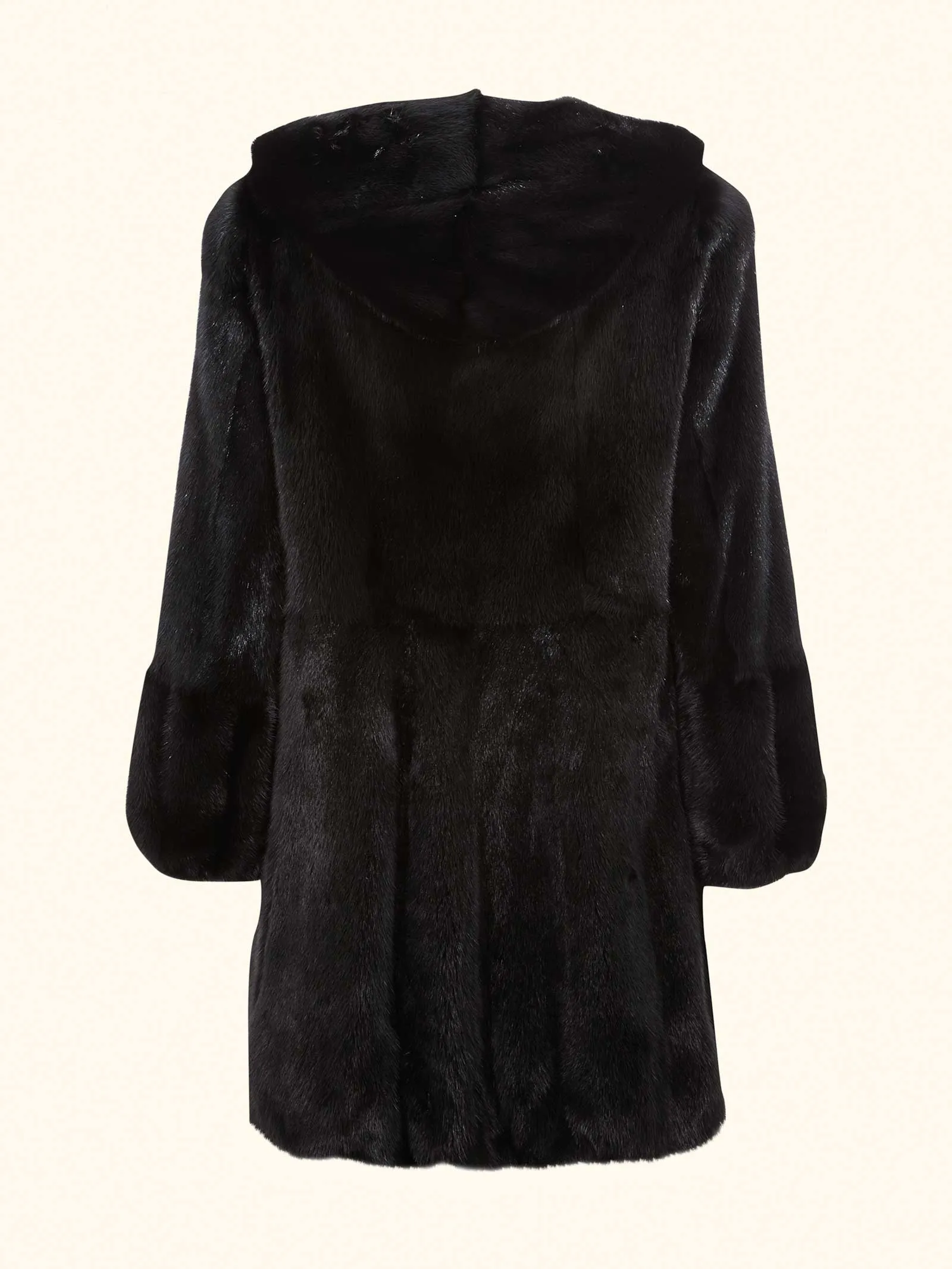 Women's Mink Hooded Coat Black