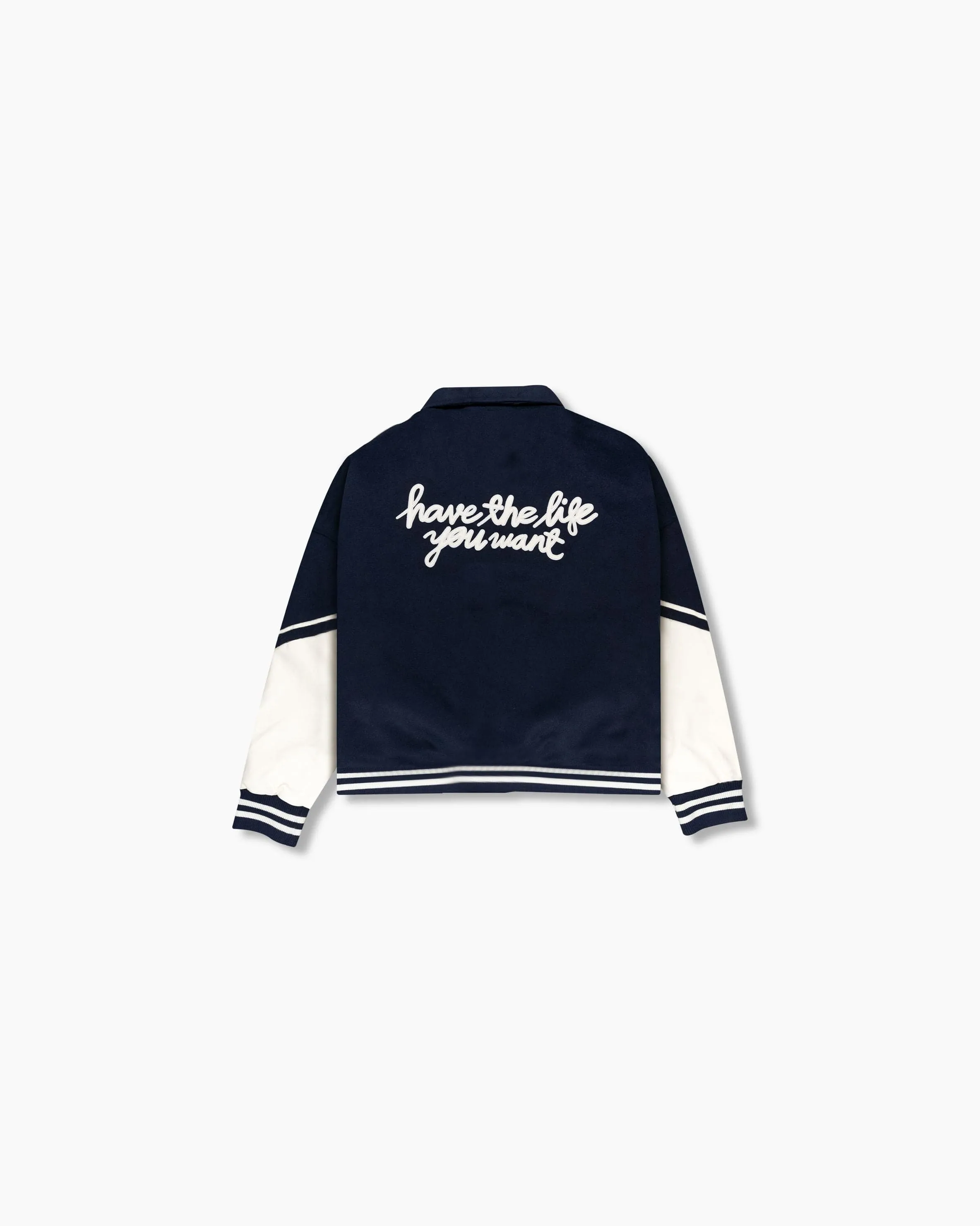 Wool Varsity Jacket - Navy Blue