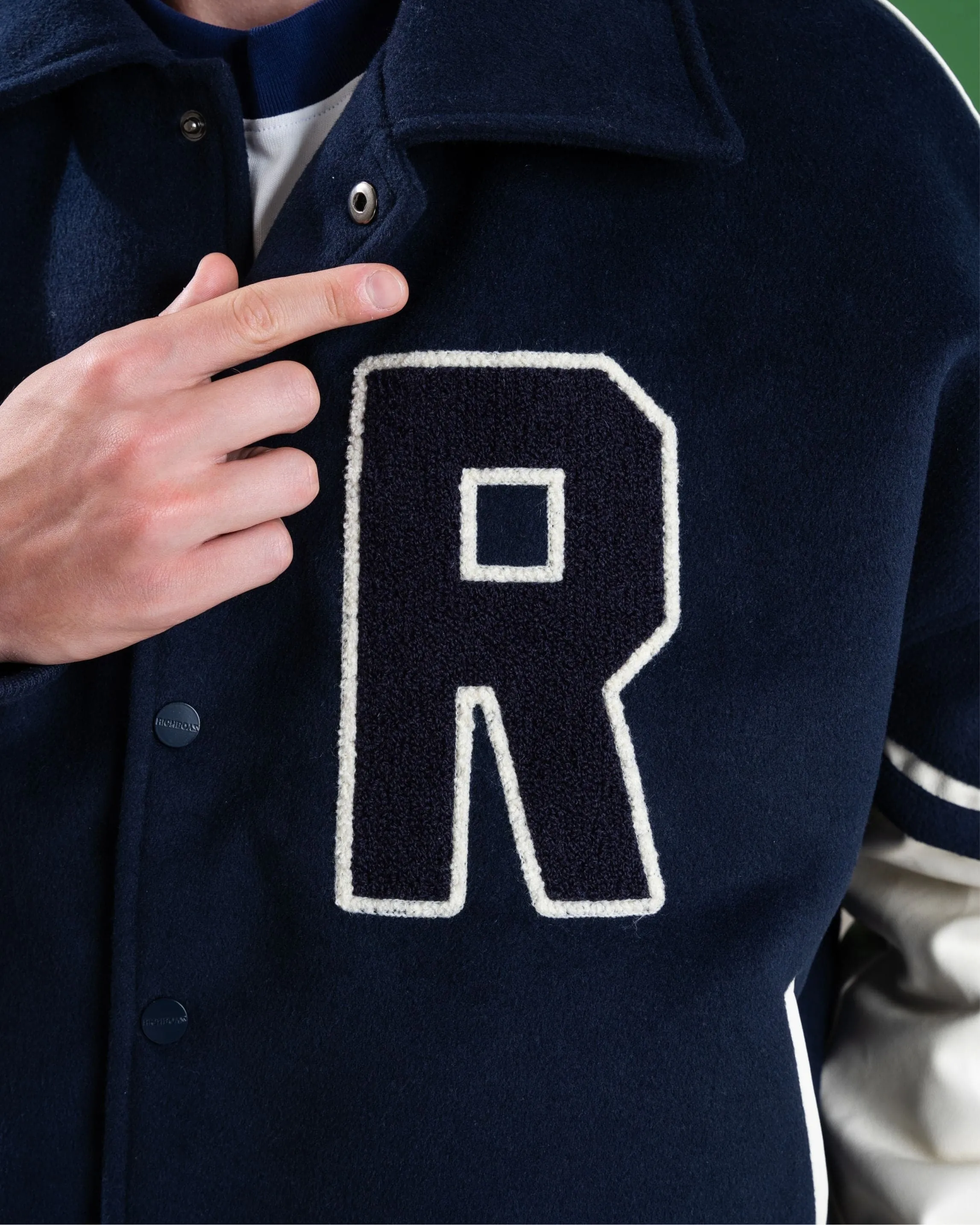 Wool Varsity Jacket - Navy Blue